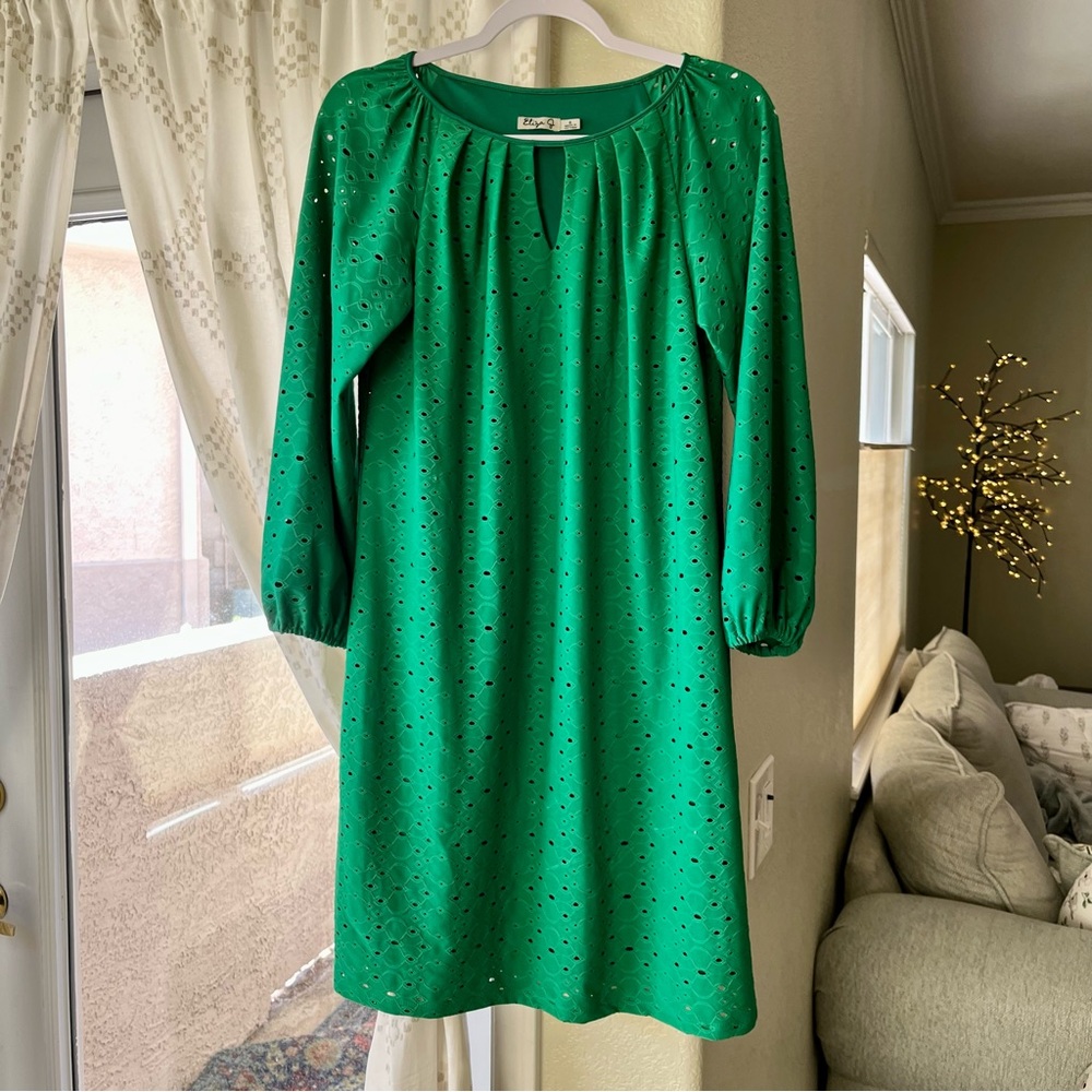 Green Eliza J Long Sleeve Dress